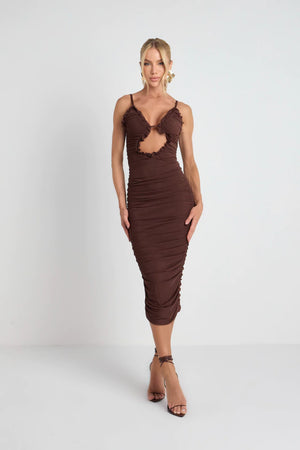 Marcia Midi Dress - Brown