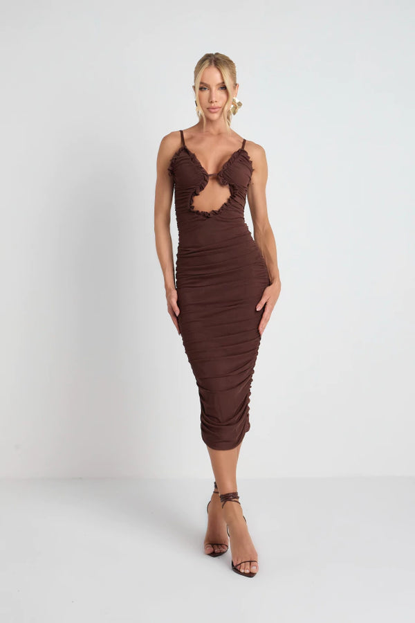 Marcia Midi Dress - Brown