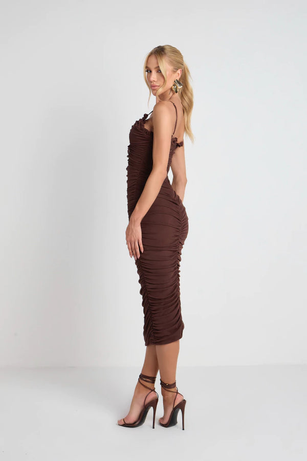Marcia Midi Dress - Brown