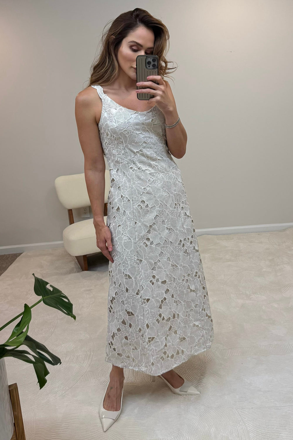 Embroidered Cotton Dress With Cutouts