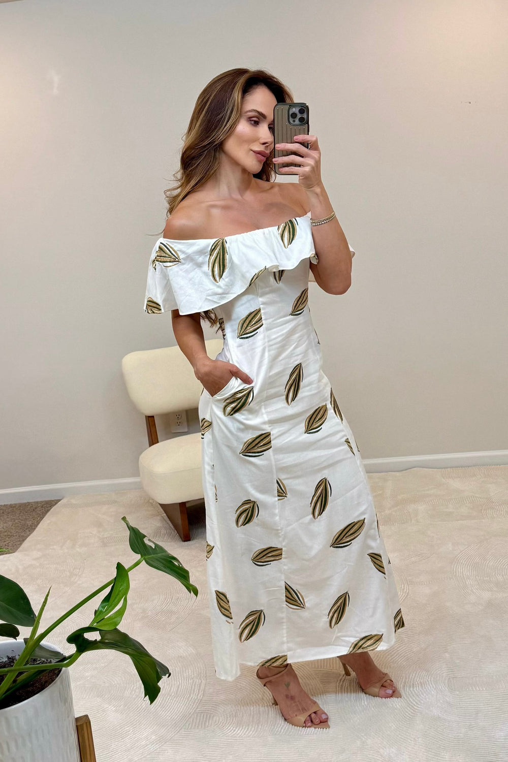 Embroidered Cotton Midi Dress