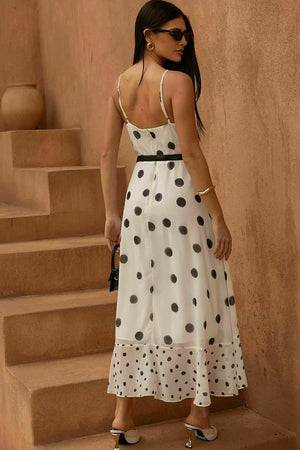 DRESS CHIFFON PRINT POlkA W/ BELT FLOWER