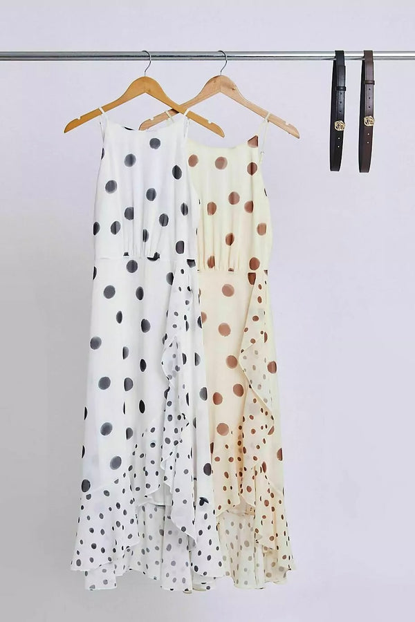 DRESS CHIFFON PRINT POlkA W/ BELT FLOWER