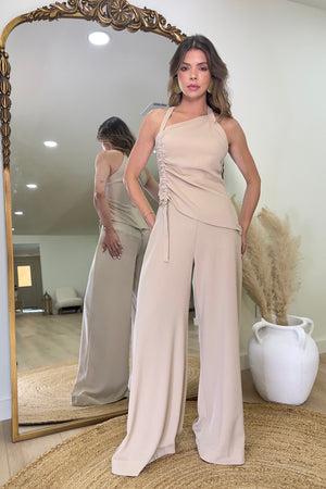 Straight Pants and Blouse Set