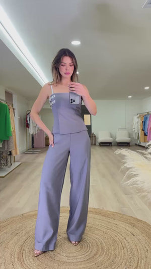 Blouse and Pants Set in Gray